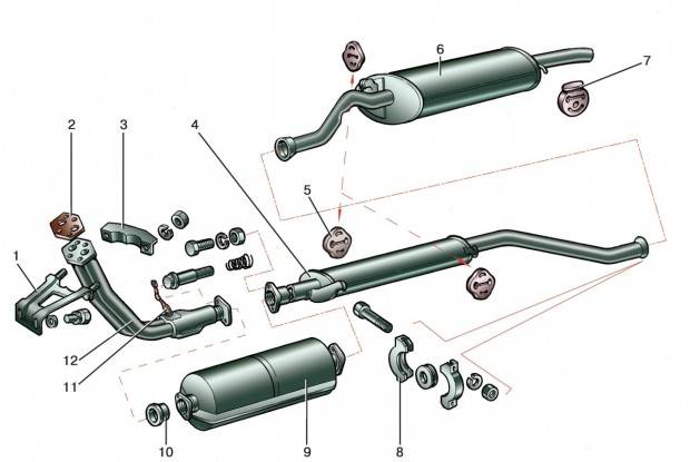 Устройство выхлопной системы ВАЗ 2114